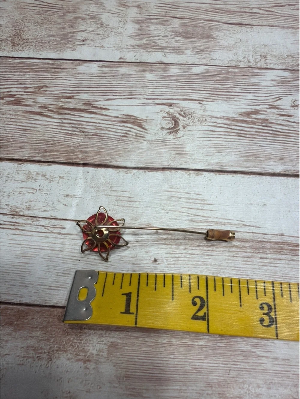 Antique Rose Lapel Hat Pin Gold Tone Ted Rose